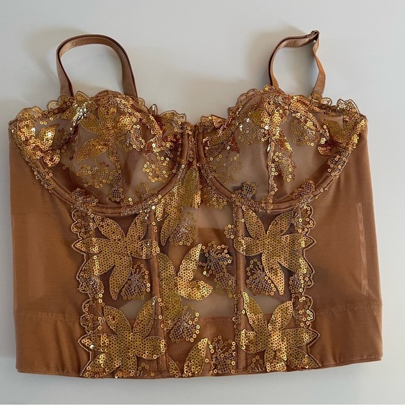 New! Victoria's Secret Sequin Ziggy Glam Floral Corset Bra 20020 - Picture 2 of 8
